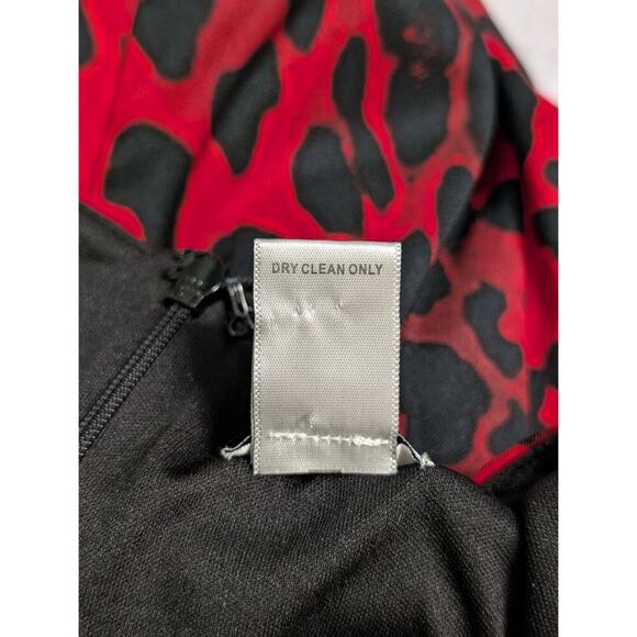 NWT Cache Red Black Animal Print Sleeveless Sheath Dress Size 4 - Picture 8 of 9